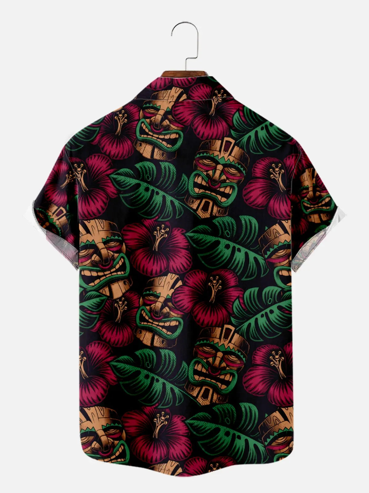 Men's Tiki Floral and Palm Leaves Short Sleeve Shirt, mens short sleeve shirts???¨¬o?big and tall mens shirts???¨¬o?short sleeve shirts for men???¨¬o?mens 4xl shirts???¨¬o?casual short sleeve shirts