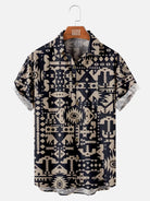 Men's All Over Aztec Print Short Sleeve Shirt, mens short sleeve shirts???¨¬o?big and tall mens shirts???¨¬o?short sleeve shirts for men???¨¬o?mens 4xl shirts???¨¬o?casual short sleeve shirts