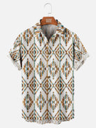 Men's Southwestern Diamond Pattern Short Sleeve Shirt ElevenOasis