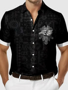 Men's Western Aztec Print Eagle Chest Badge Short Sleeve Shirt, mens short sleeve shirts????¡ì?o?big and tall mens shirts????¡ì?o?short sleeve shirts for men????¡ì?o?mens 4xl shirts????¡ì?o?casual short sleeve shirts