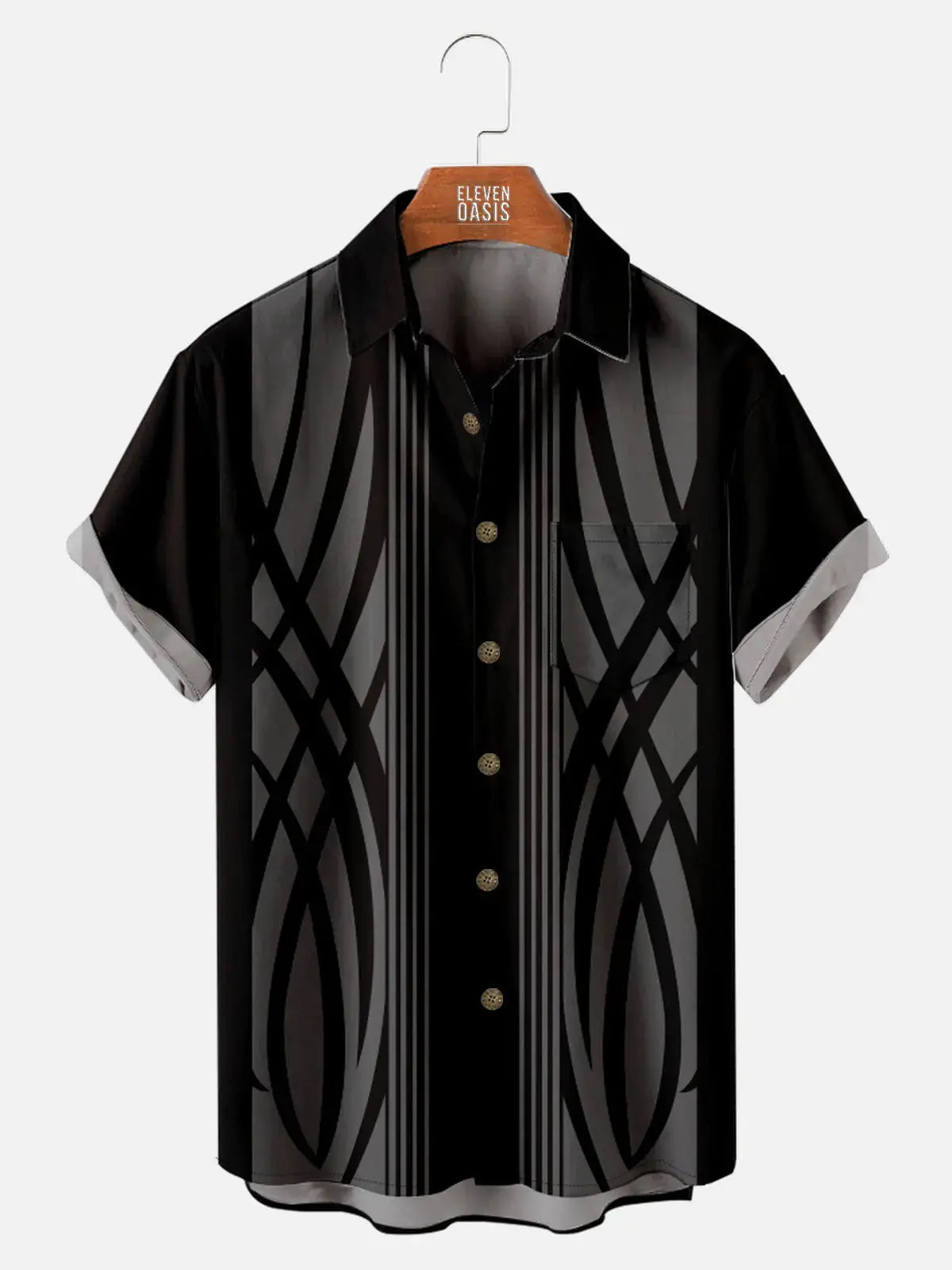 Men's Pinstripe Inspired Hot Rod Basic Every Day Short Sleeve Shirt ElevenOasis