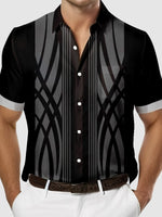 Tall Men's Racing Stripe Geometric Short Sleeve Shirt ElevenOasis