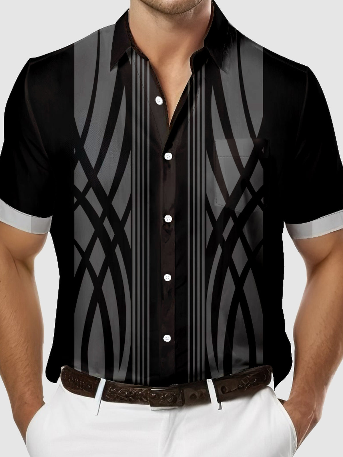 Men's Pinstripe Inspired Hot Rod Basic Every Day Short Sleeve ShirtMens short sleeve shirts Big and tall Mens shirts Short sleeve shirts for men Mens 4xl shirts Casual short sleeve shirts