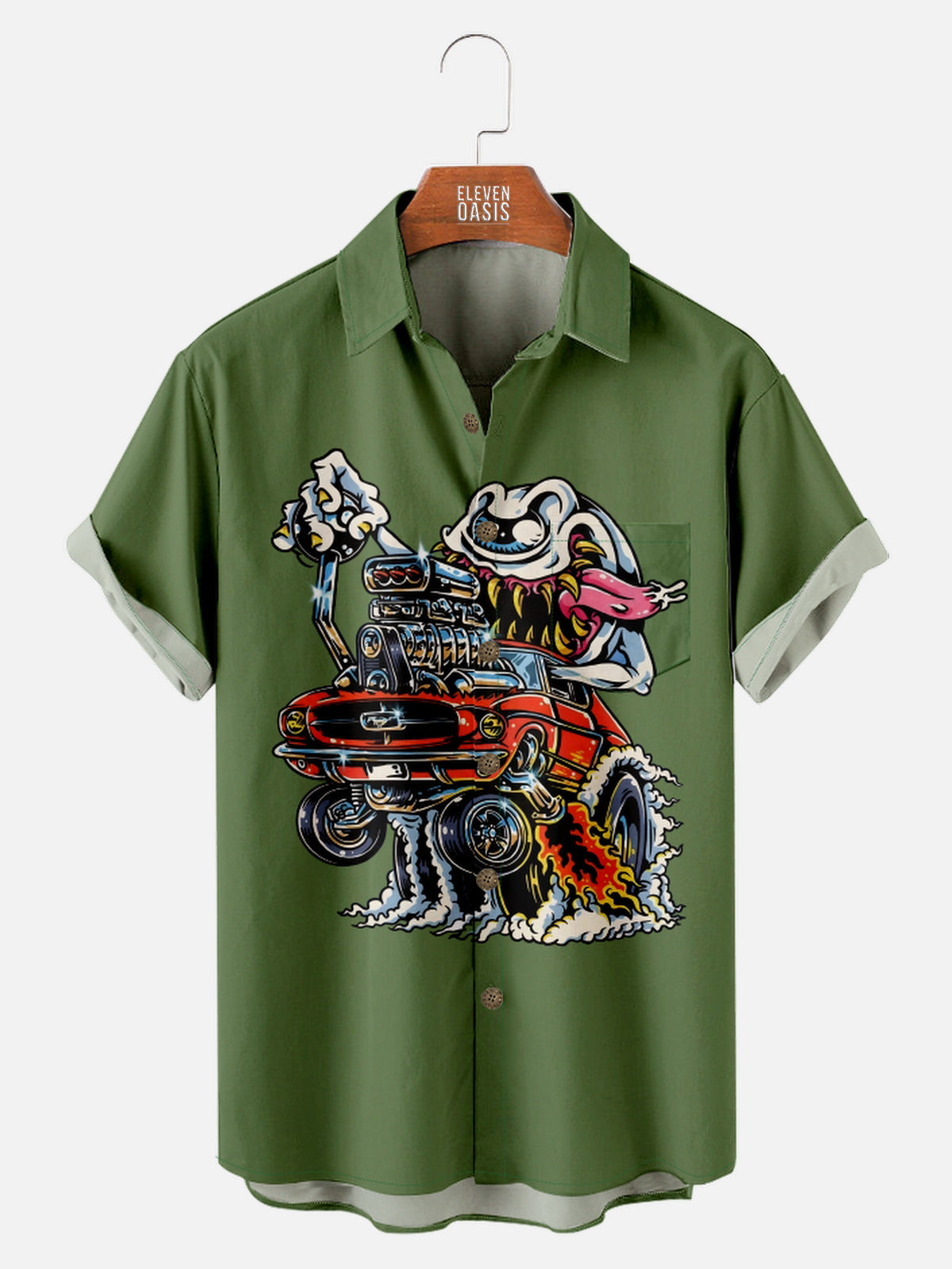 Men's Hot Rod Ghost Fink Short Sleeve Shirt Eleven Oasis