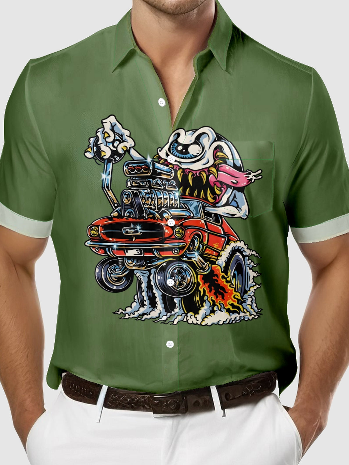 Men's Hot Rod Ghost Fink Short Sleeve Shirt Eleven Oasis