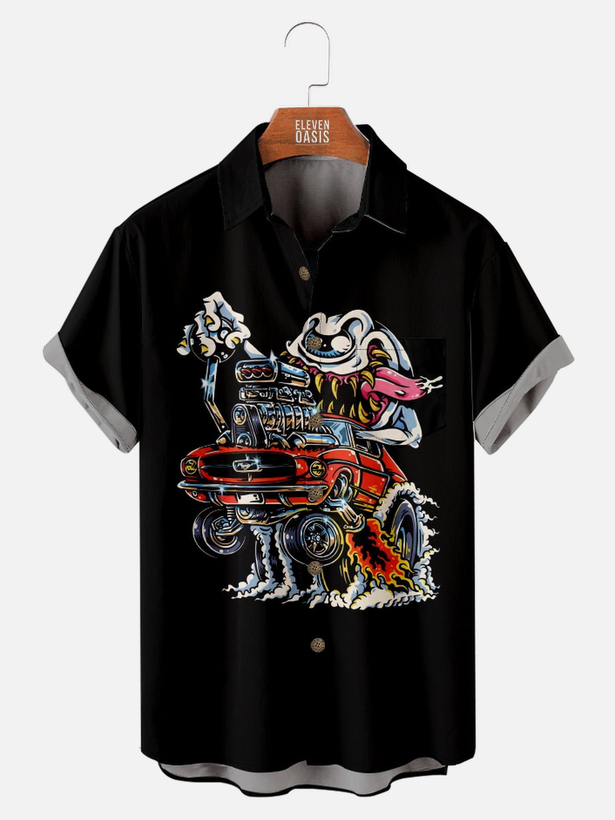 Men's Hot Rod Ghost Fink Short Sleeve Shirt Eleven Oasis