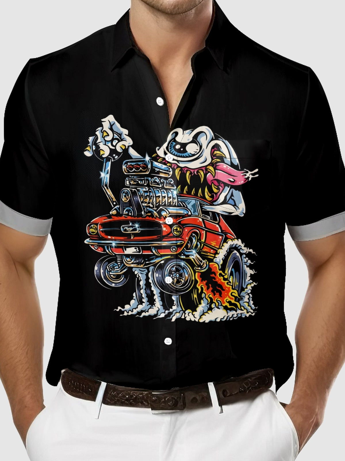 Men's Hot Rod Ghost Fink Short Sleeve Shirt Eleven Oasis
