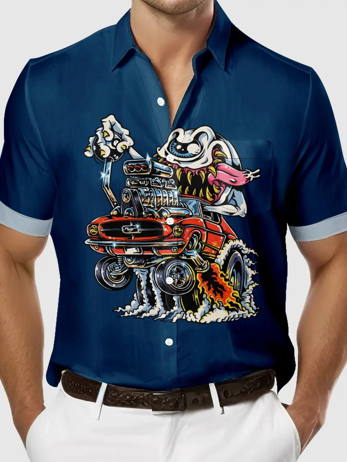 Men's Monster Muscle Car Mayhem Short Sleeve Shirt Eleven Oasis