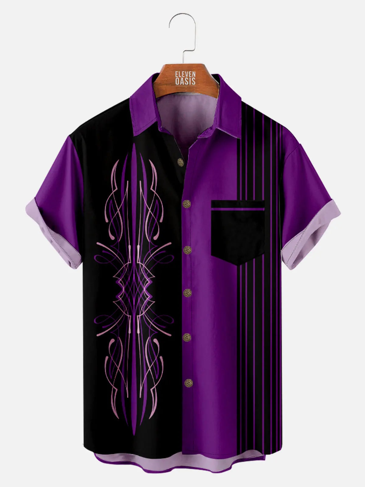 Men's Hot Rod Car Stripe Short Sleeve Shirt ElevenOasis