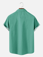 Men's Retro Pinstripe Racing Panel Short Sleeve Shirt Eleven Oasis