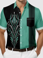 Men's Retro Pinstripe Racing Panel Short Sleeve Shirt Eleven Oasis