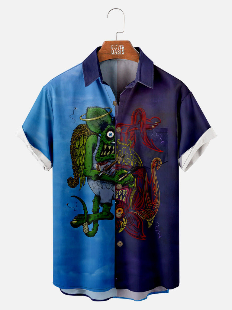 Men's Rat Fink Transitions into Pinstripes Short Sleeve Shirt Eleven Oasis