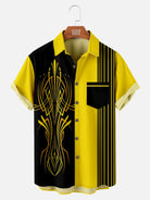 Men's Classic Hot Rod Pinstripe Panel Short Sleeve Shirt Eleven Oasis