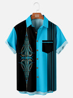 Men's Retro Pinstripe Racing Panel Short Sleeve Shirt Eleven Oasis