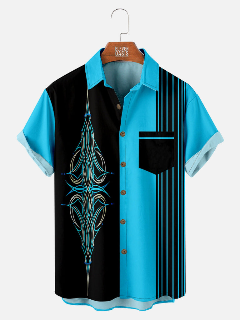 Tall Men's Automotive Pinstripe Design with Stripes Short Sleeve Shirt Eleven Oasis