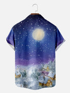 Men's Santa On His Sleigh with Reindeers Delivering Christmas Presents Short Sleeve Shirt Eleven Oasis