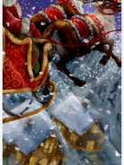 Men's Santa On His Sleigh with Reindeers Delivering Christmas Presents Short Sleeve Shirt Eleven Oasis