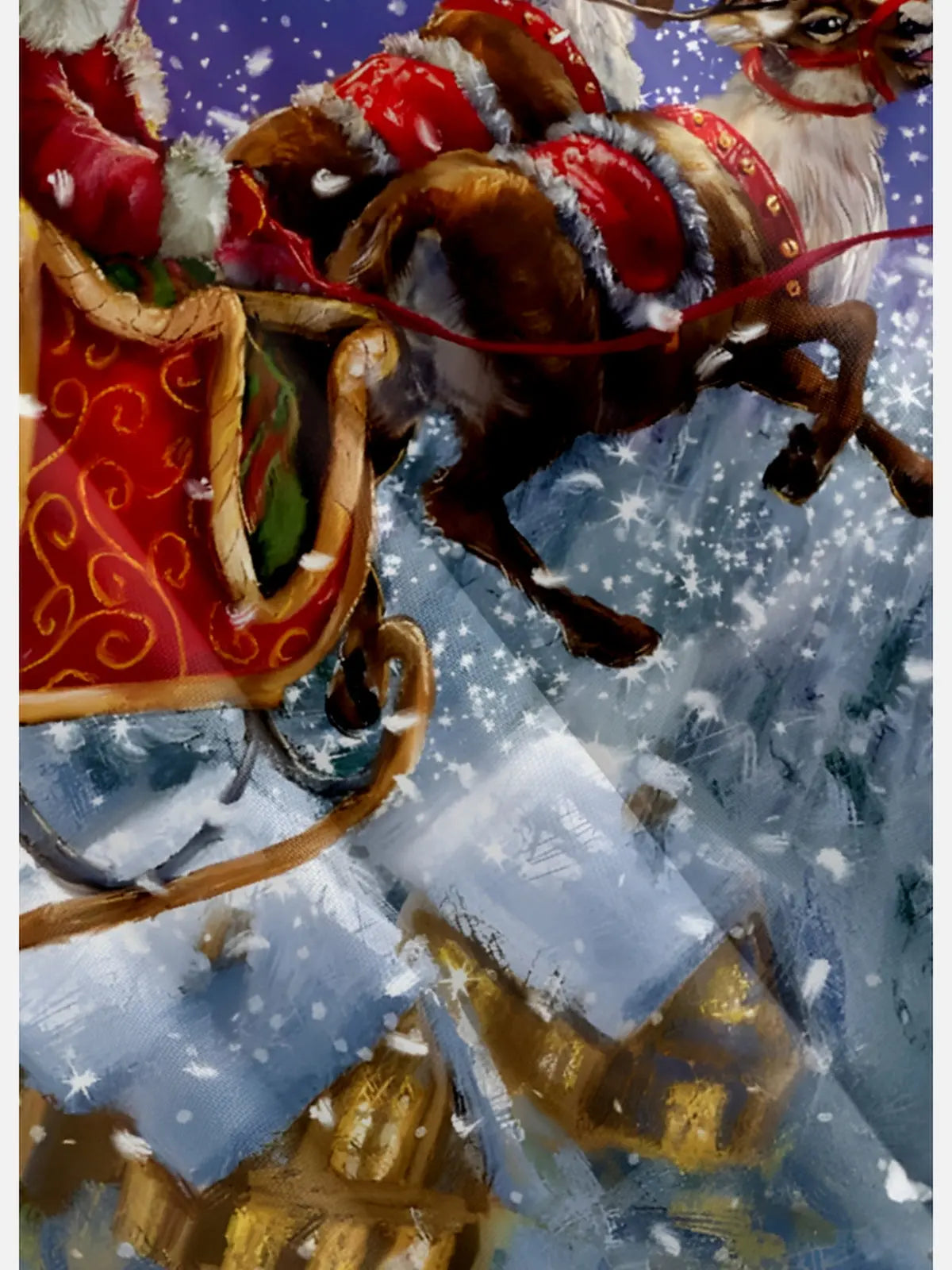 Men's Santa On His Sleigh with Reindeers Delivering Christmas Presents Short Sleeve Shirt Eleven Oasis