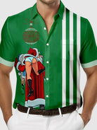 Men's Naughty Santa Christmas Bowling Short Sleeve Shirt Eleven Oasis