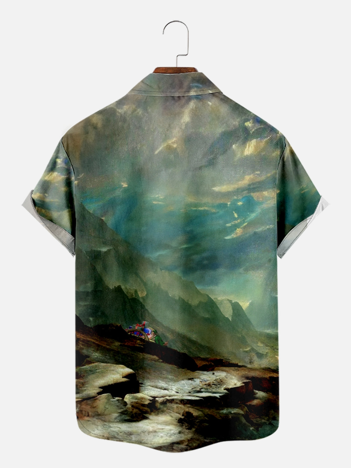 Men's Santa Delivers Presents on a Big Reindeer Short Sleeve Shirt Eleven Oasis