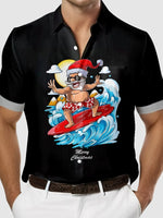 Men's Surfing Santa Merry Christmas Short Sleeve Shirt Eleven Oasis