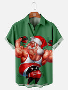 Men's Muscular Santa Christmas Short Sleeve Shirt Eleven Oasis
