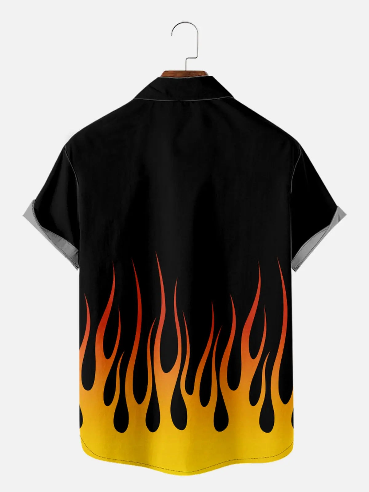 Men's Classic Flame Design with Hot Rod Car Short Sleeve Shirt ElevenOasis