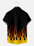 Men's Classic Flame Design with Hot Rod Car Short Sleeve Shirt ElevenOasis