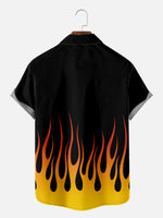 Men's Classic Flame Design with Hot Rod Car Short Sleeve Shirt Eleven Oasis