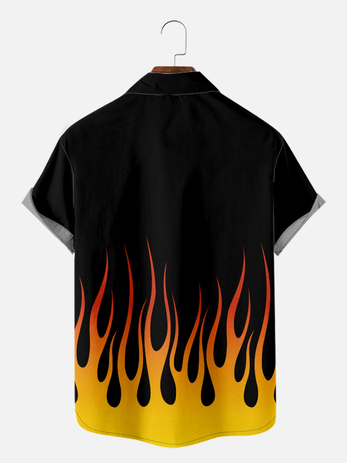 Men's Classic Flame Design with Hot Rod Car Short Sleeve Shirt Eleven Oasis
