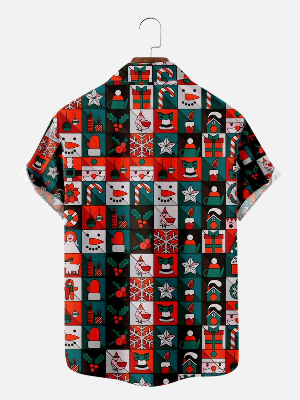 Men's LOVE Christmas on Chest With Patch Pattern Short Sleeve Shirt Eleven Oasis