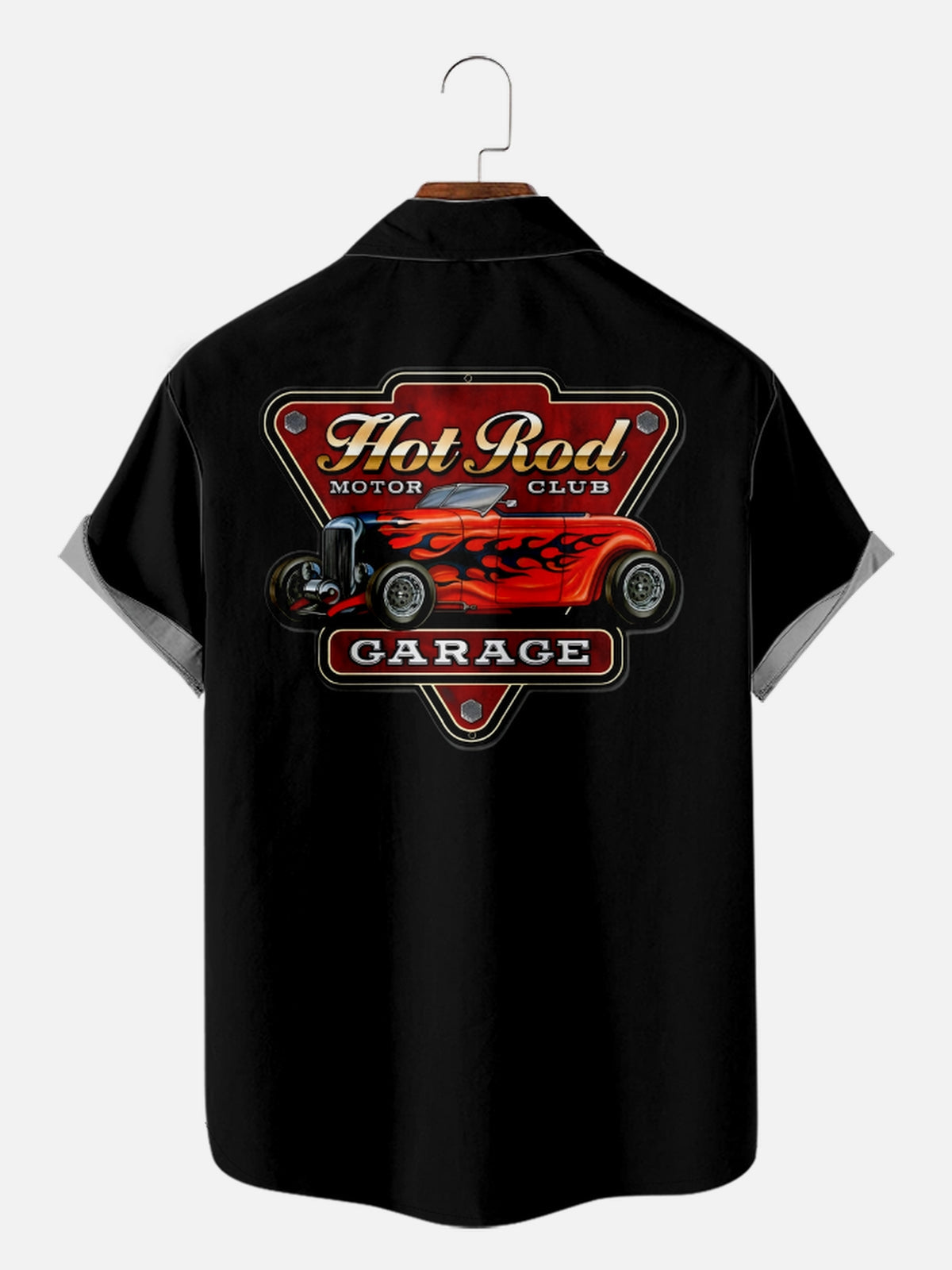 Men's Hot Rod Garage Racing Stripe Short Sleeve Shirt Eleven Oasis
