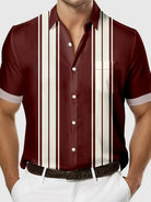 Men's Classic Striped Bowling Short Sleeve Shirt Eleven Oasis