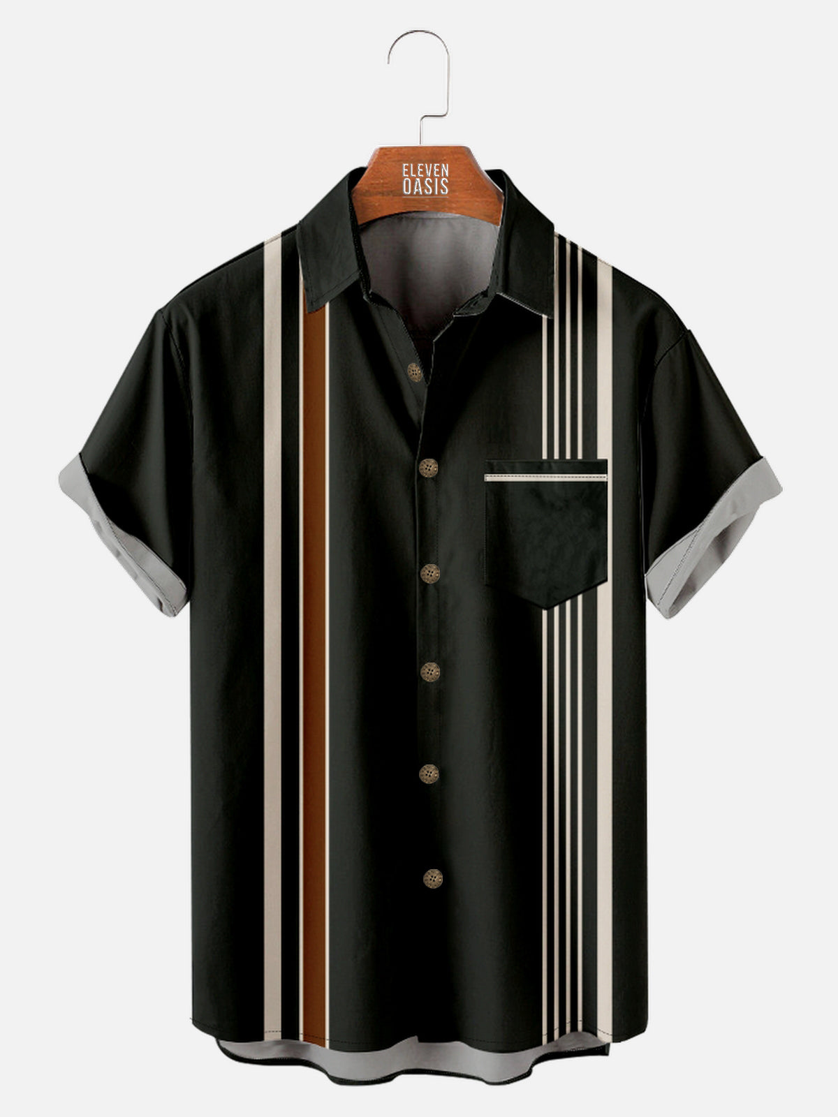 Men's Everyday Casual Stylish Striped Short Sleeve Shirt Eleven Oasis