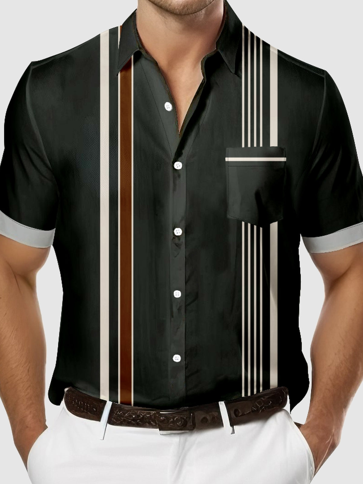 Men's Everyday Casual Stylish Striped Short Sleeve Shirt Eleven Oasis