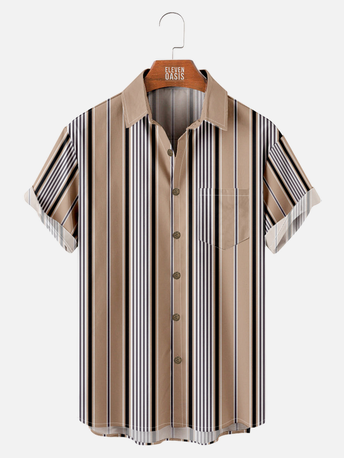 Men's Casual Everyday Striped Short Sleeve Shirt Eleven Oasis