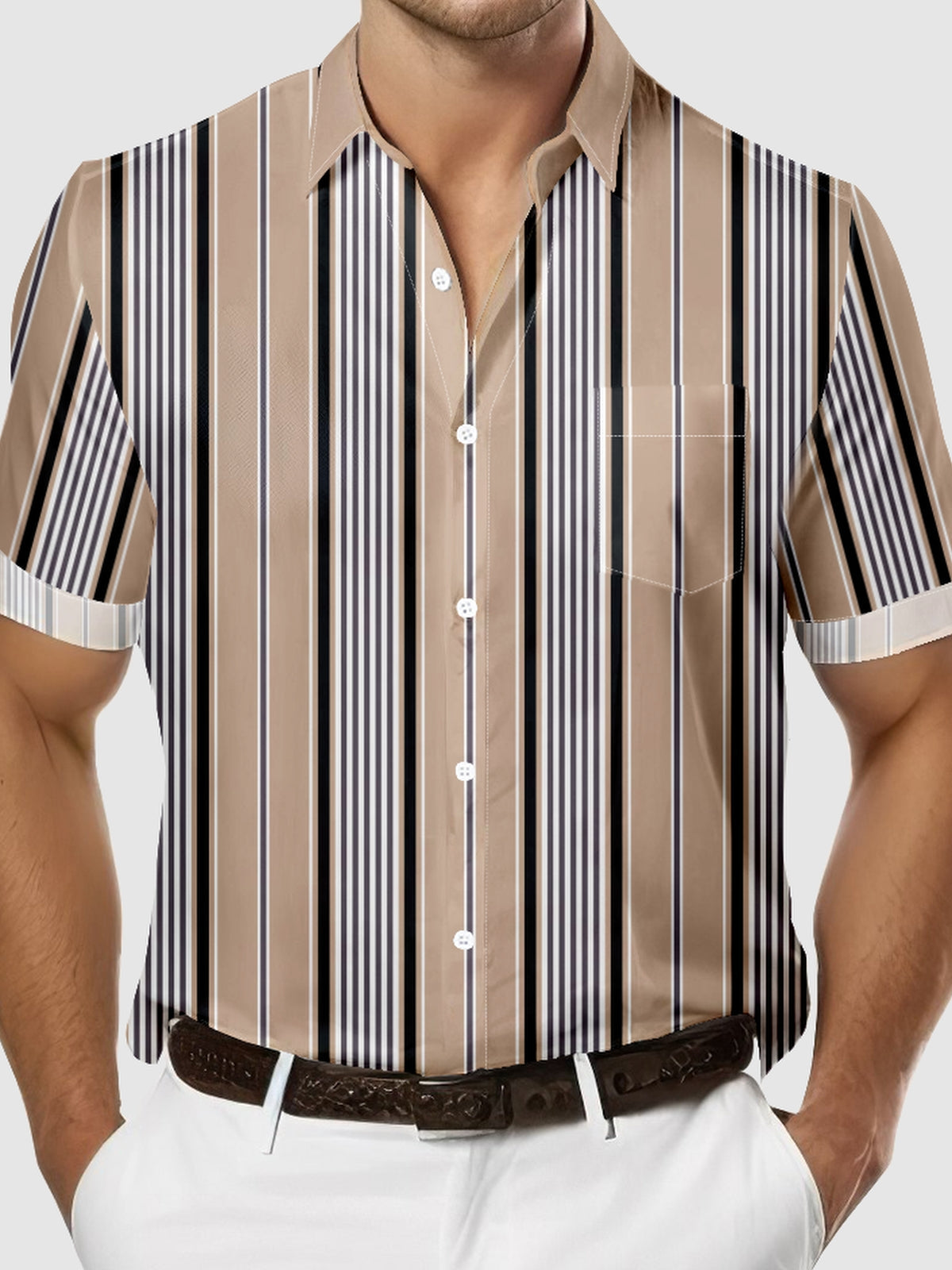 Men's Casual Everyday Striped Short Sleeve Shirt Eleven Oasis