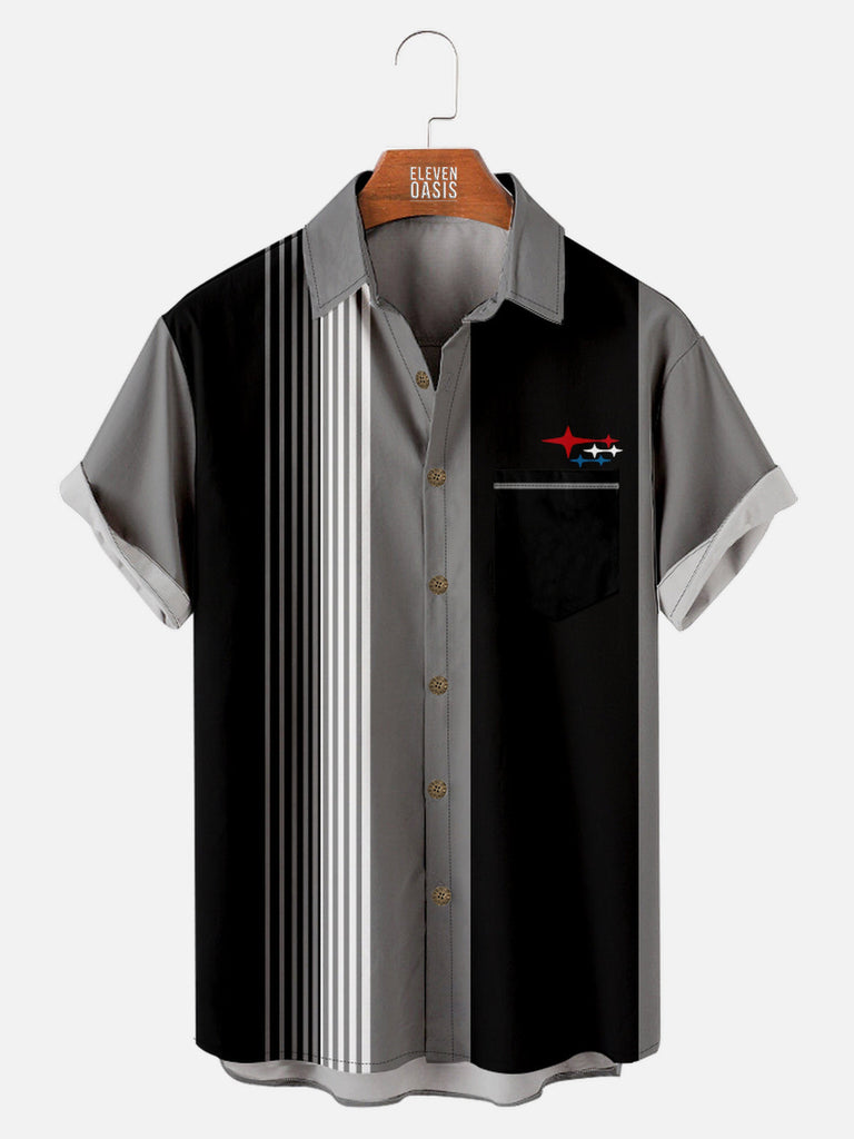 Tall Men's Subaru Stars Striped Short Sleeve Shirt Eleven Oasis