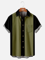 Men's Classic Color-Block Bowling Short Sleeve Shirt Eleven Oasis