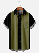 Men's Classic Striped Bowling Style Short Sleeve Shirt ElevenOasis