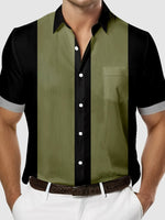 Men's Classic Color-Block Bowling Short Sleeve Shirt Eleven Oasis