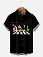 Men's Funny Beatles Reference Christmas Edition with Santa Grinch Snowman Elf Short Sleeve Shirt ElevenOasis