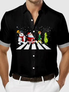 Men's Funny Beatles Reference Christmas Edition with Santa Grinch Snowman Elf Short Sleeve Shirt ElevenOasis