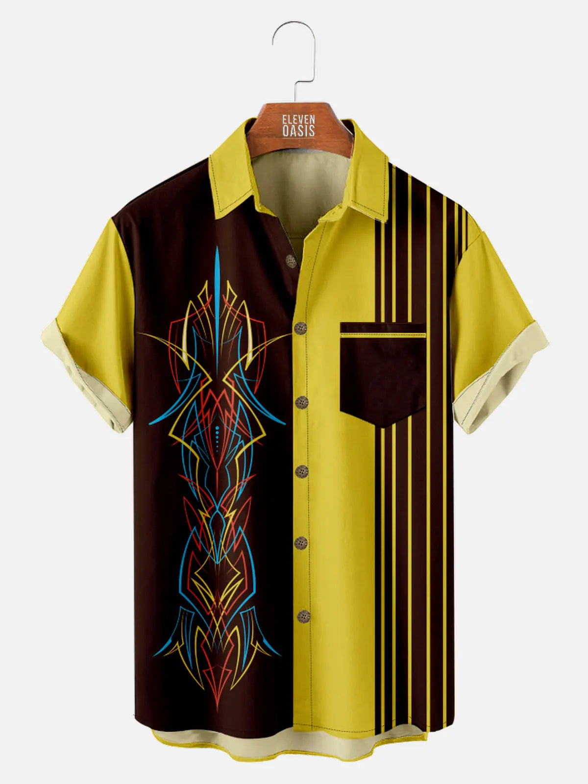 Automotive Stripe Short Sleeve Shirt ElevenOasis