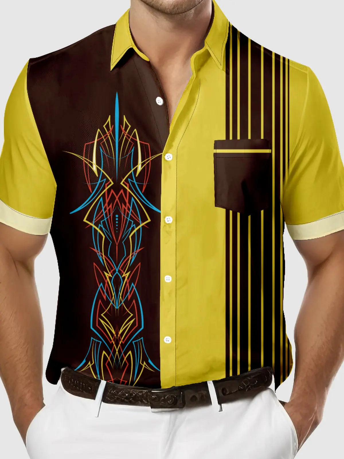 Automotive Stripe Short Sleeve Shirt ElevenOasis