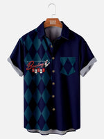 Bowling Color Contrast Men's Short Sleeve Shirt ElevenOasis