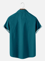 Men's Classic Striped Bowling Short Sleeve Shirt Eleven Oasis