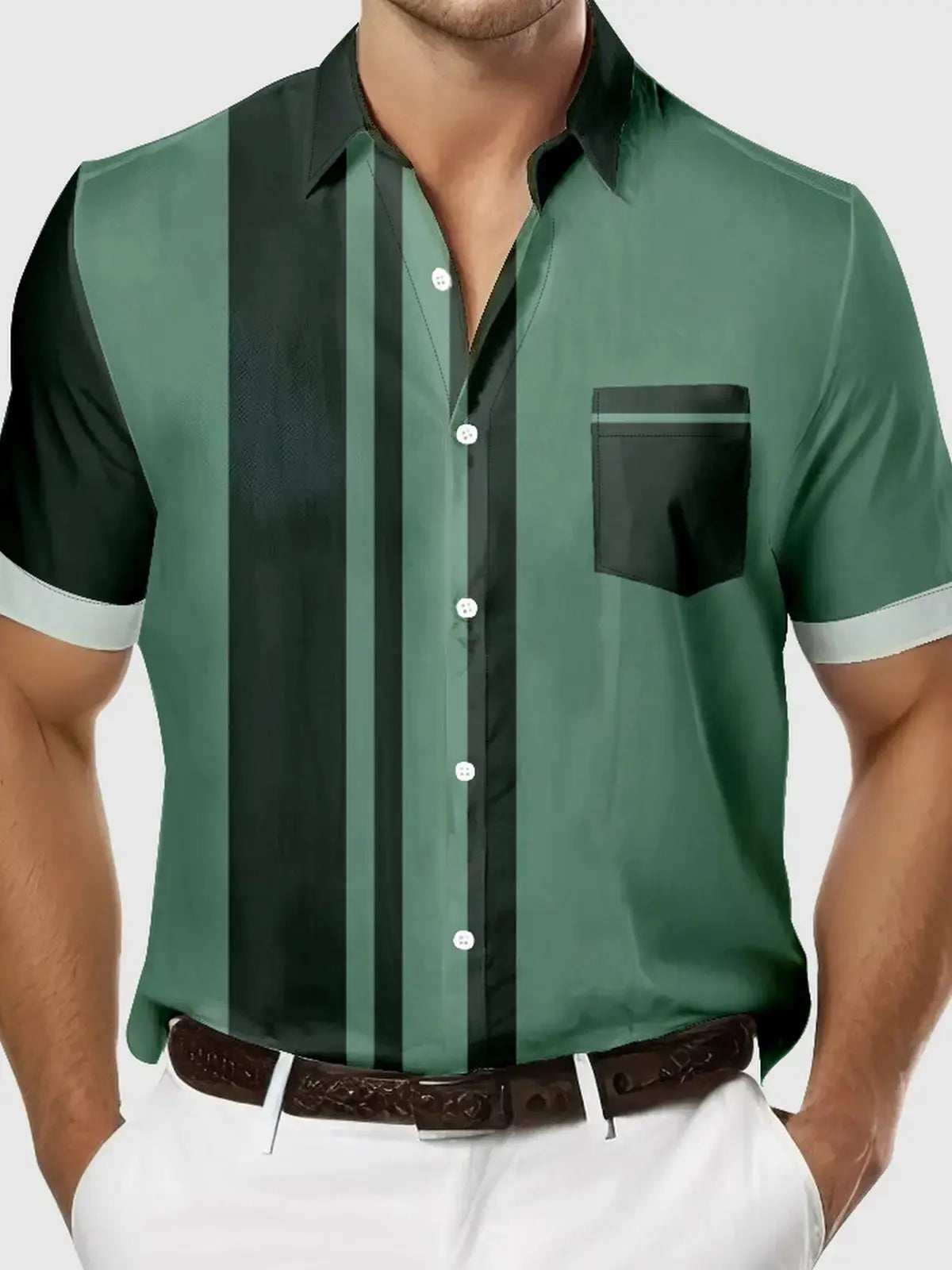 Men's Vintage Racing Stripe Short Sleeve Shirt Eleven Oasis