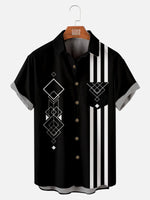 Men's Art Deco Geometric Bowling Short Sleeve Shirt Eleven Oasis