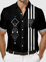Men's Art Deco Geometric Bowling Short Sleeve Shirt Eleven Oasis